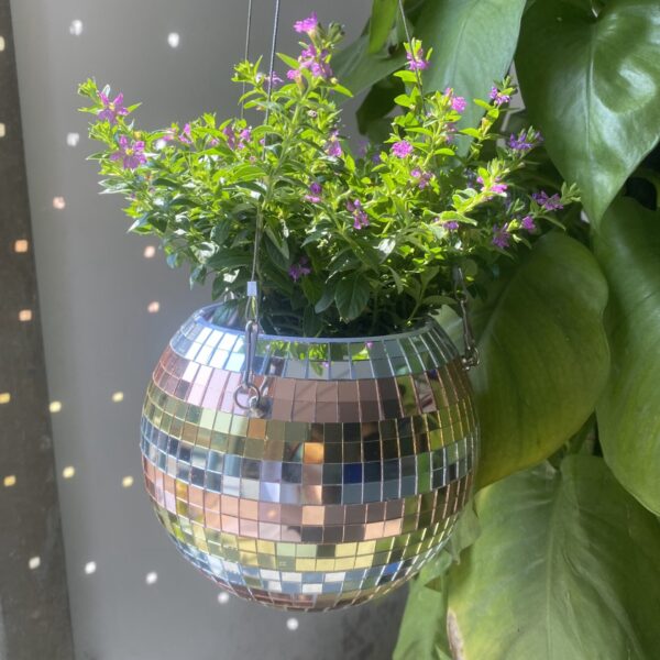 rainbow disco ball planter