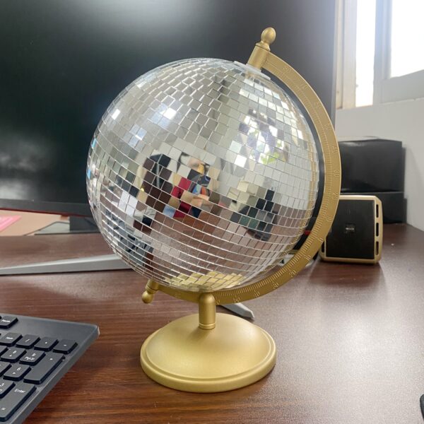 disco ball globe statue