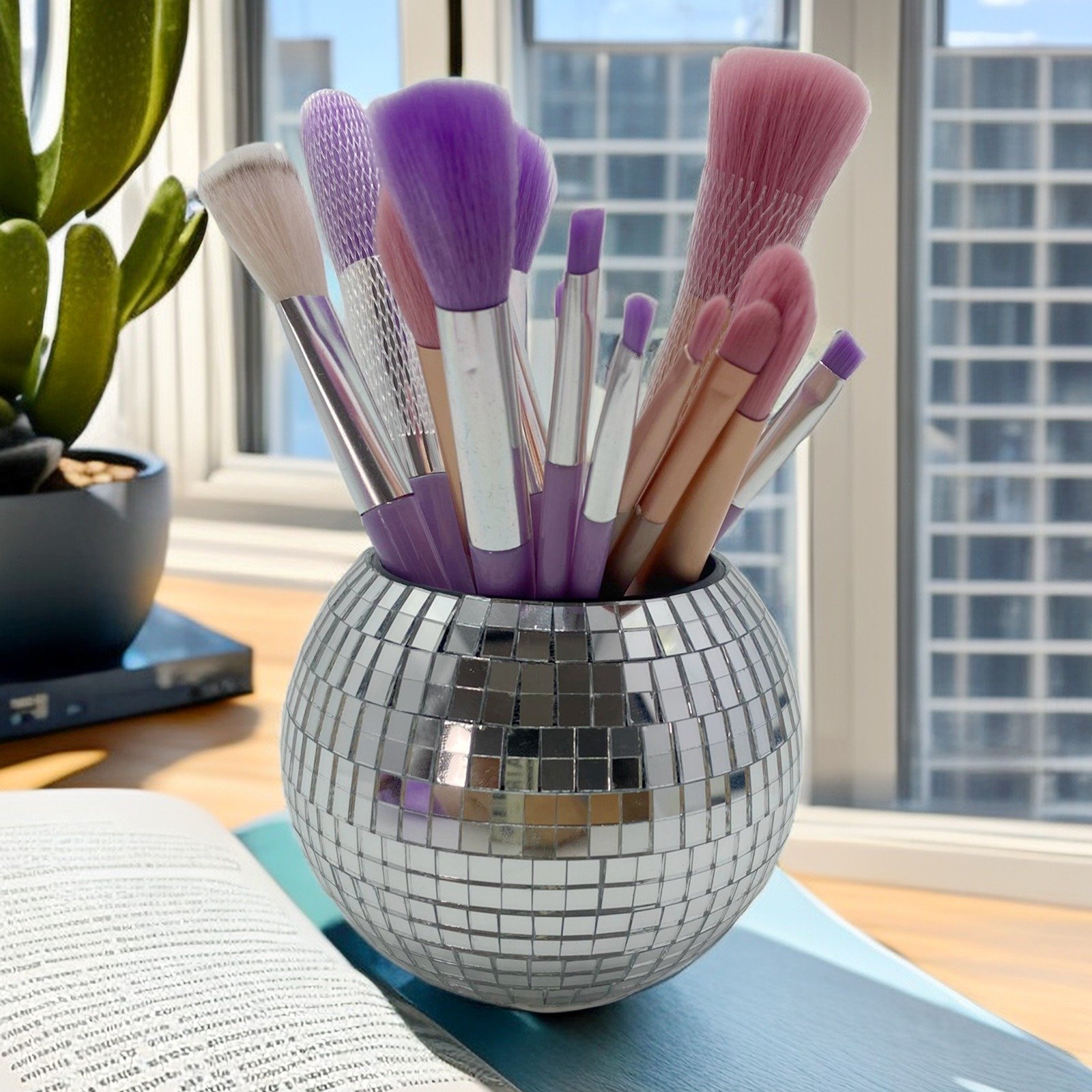 4inch 10cm tabletop disco ball pencil makeup container - Image 3