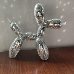 Disco Dog, Maximalist Balloon Dog Statue for Dog Mom & Dog Dad, Aesthetic Disco Ball Decor