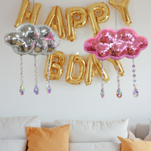 Handmade Cloud Shaped Disco Ball, with Crystal Raindrops, Party Decor, 12''